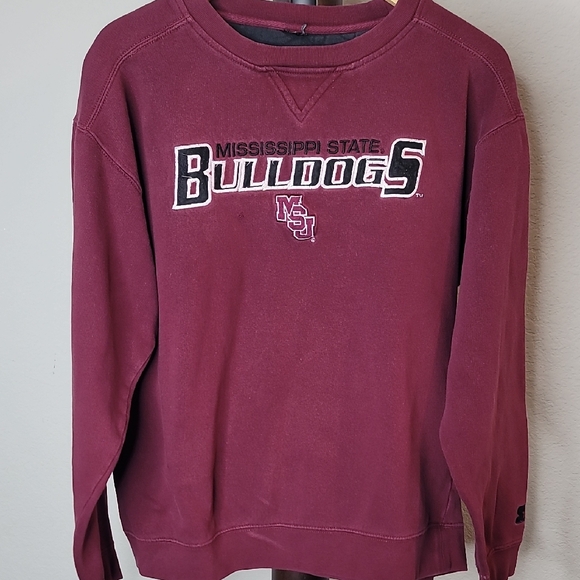 STARTER Maroon Mississippi State Bulldogs Crewneck Sweater - Picture 1 of 10